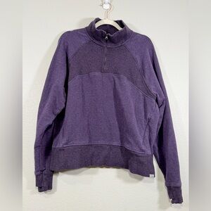 L.L. Bean Sweater Cowl Neck Cozy Pullover Quarter Zip Pocket Deep Purple Women L
